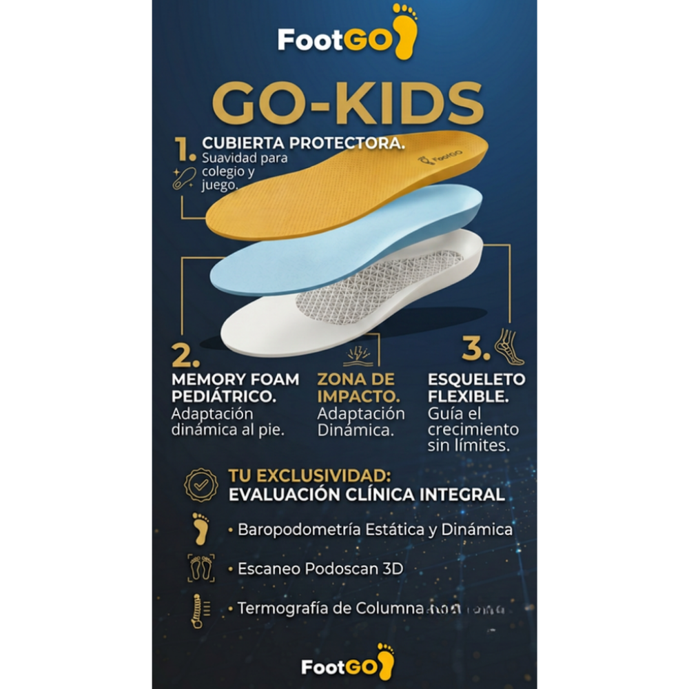 Plantilla Ortopédica Infantil FootGO GO-KIDS – Desarrollo y Crecimiento Saludable